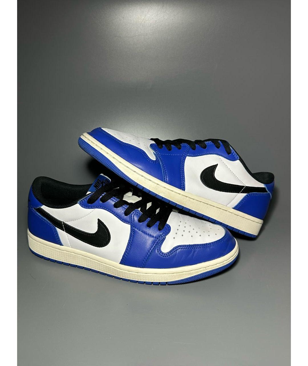 JORDAN Синие кожаные низкие кроссовки / кеды, фото 6