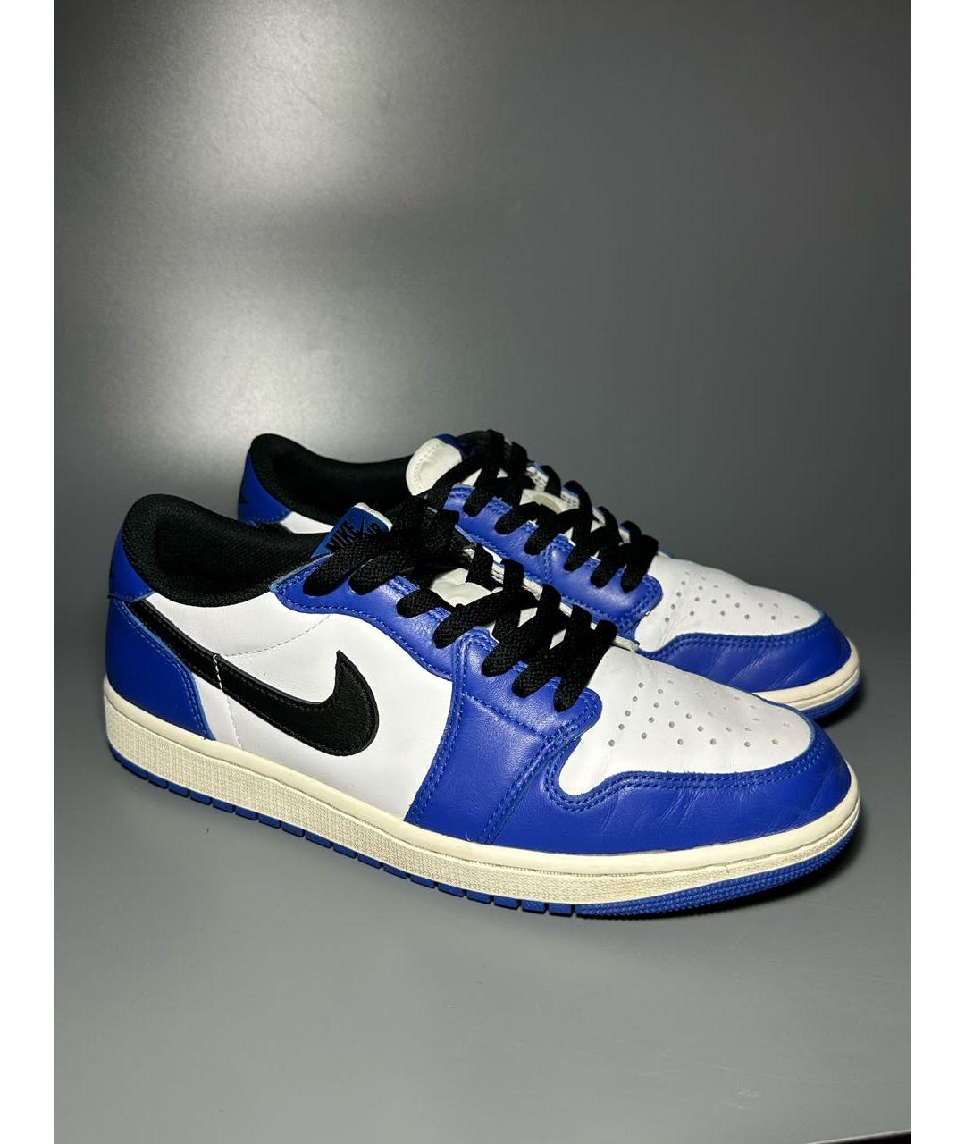 JORDAN Синие кожаные низкие кроссовки / кеды, фото 5