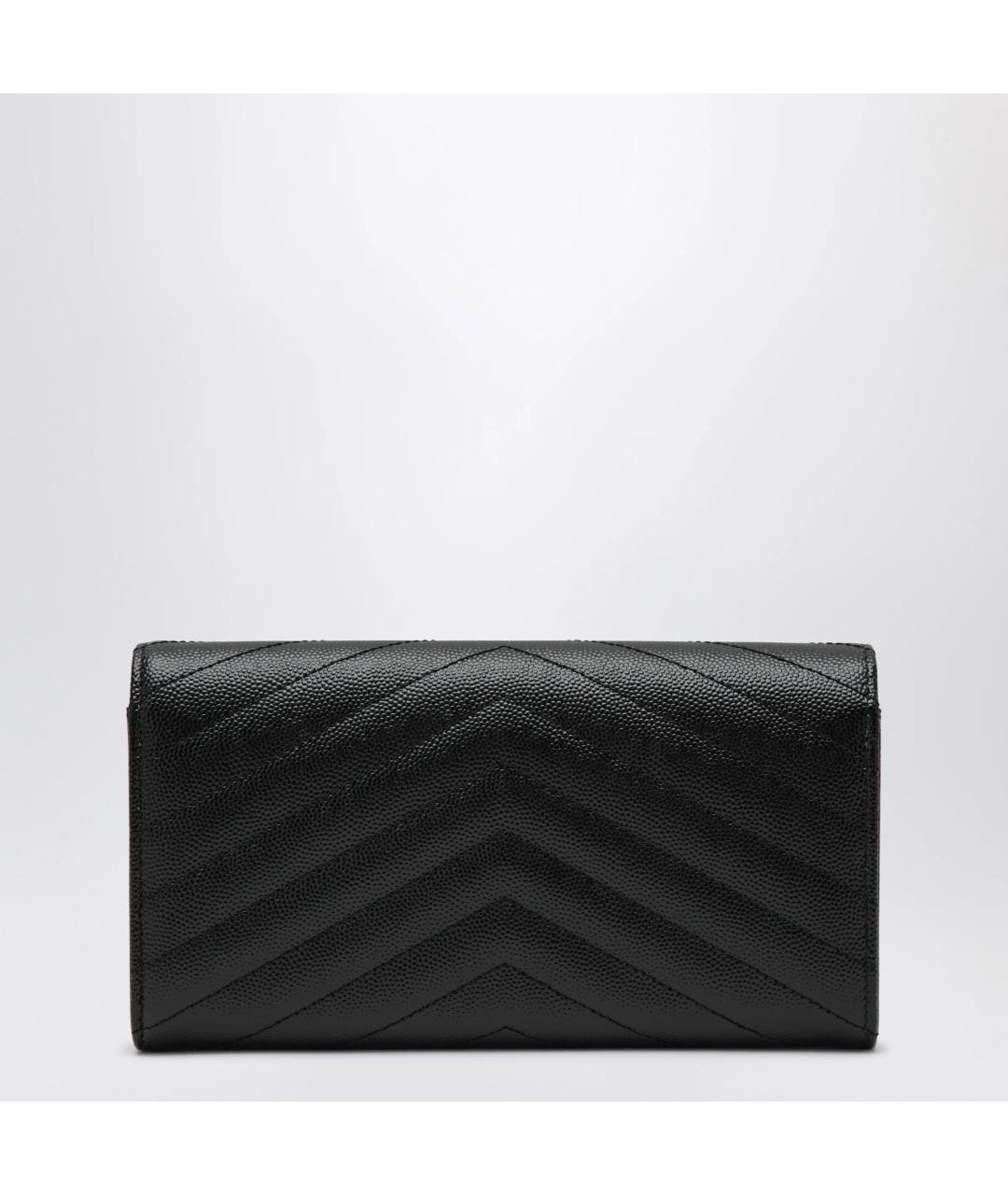 SAINT LAURENT Черный кожаный кошелек, фото 2