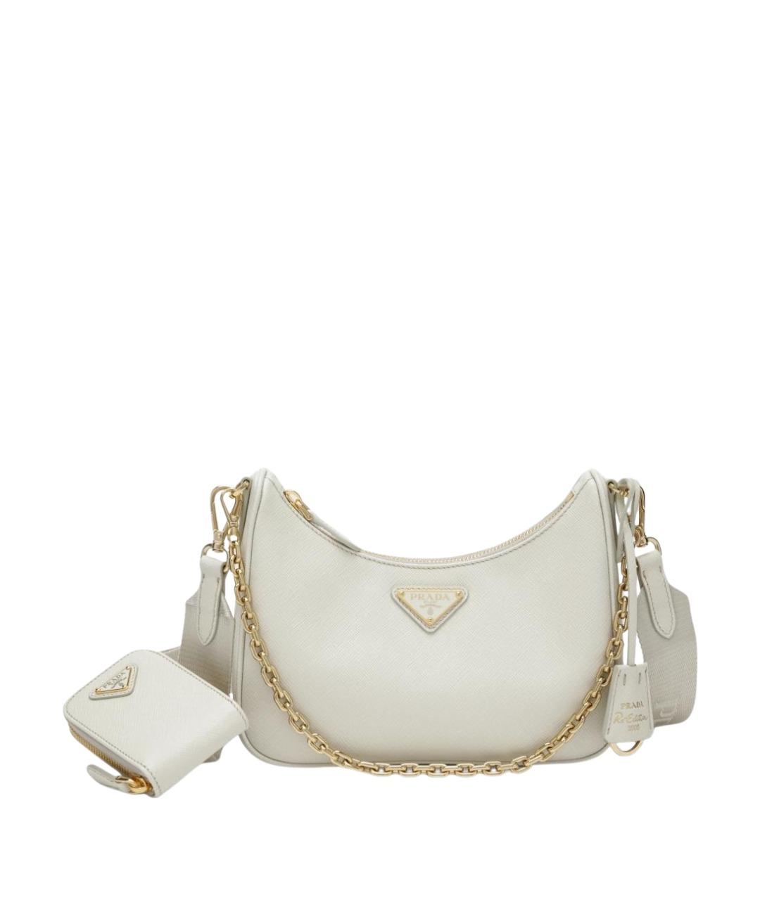 PRADA Белая кожаная сумка через плечо, фото 1