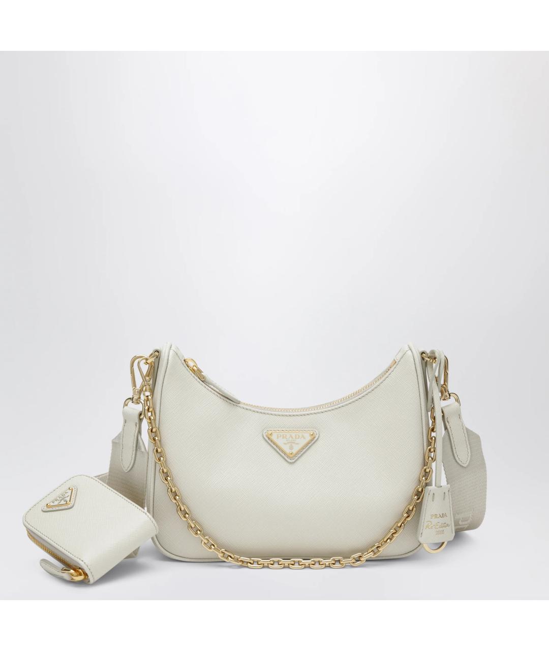 PRADA Белая кожаная сумка через плечо, фото 3