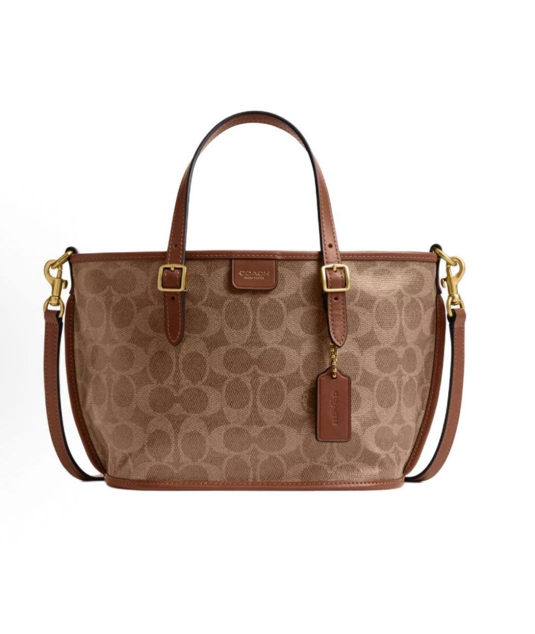 COACH Коричневая сумка с короткими ручками, фото 9