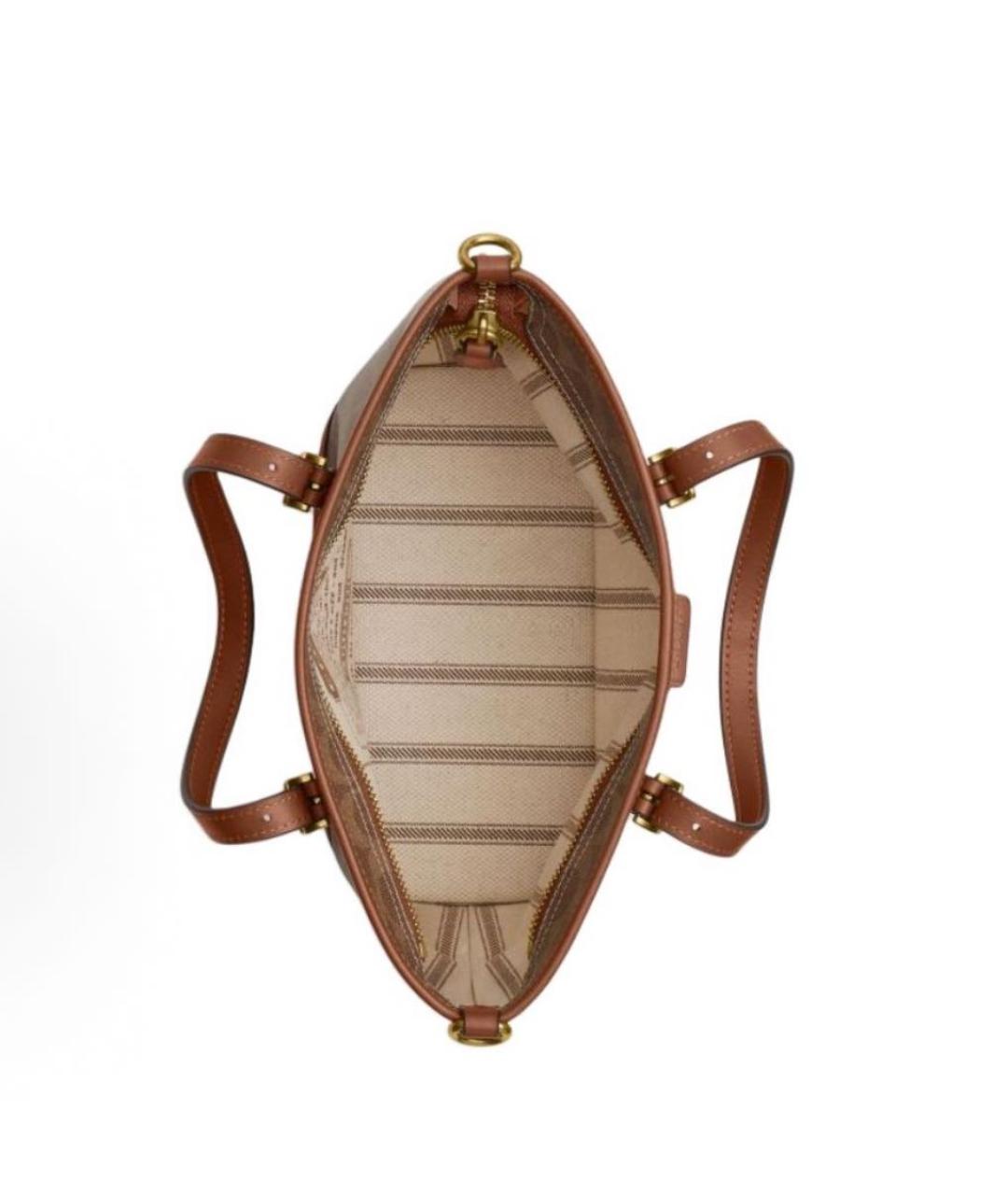 COACH Коричневая сумка с короткими ручками, фото 3