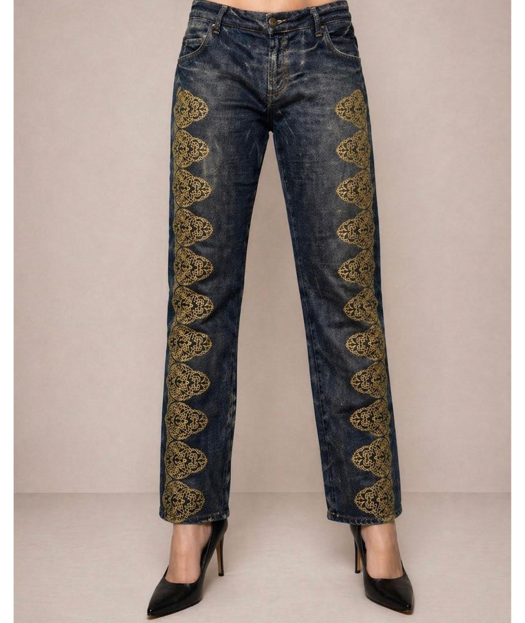 JUST CAVALLI Темно-синие хлопковые прямые джинсы, фото 2