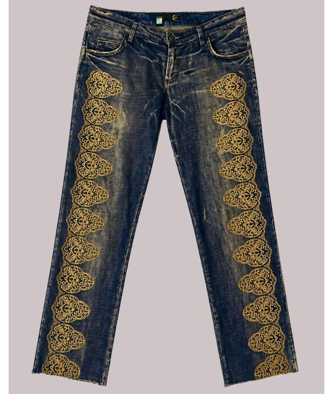 JUST CAVALLI Темно-синие хлопковые прямые джинсы, фото 8