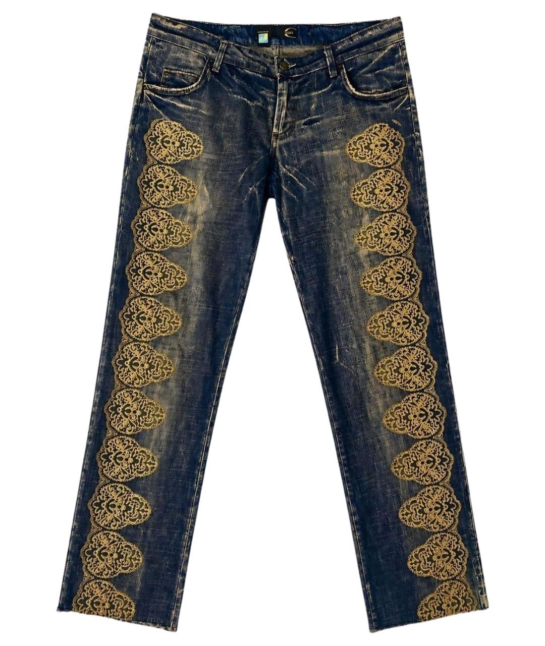 JUST CAVALLI Темно-синие хлопковые прямые джинсы, фото 1