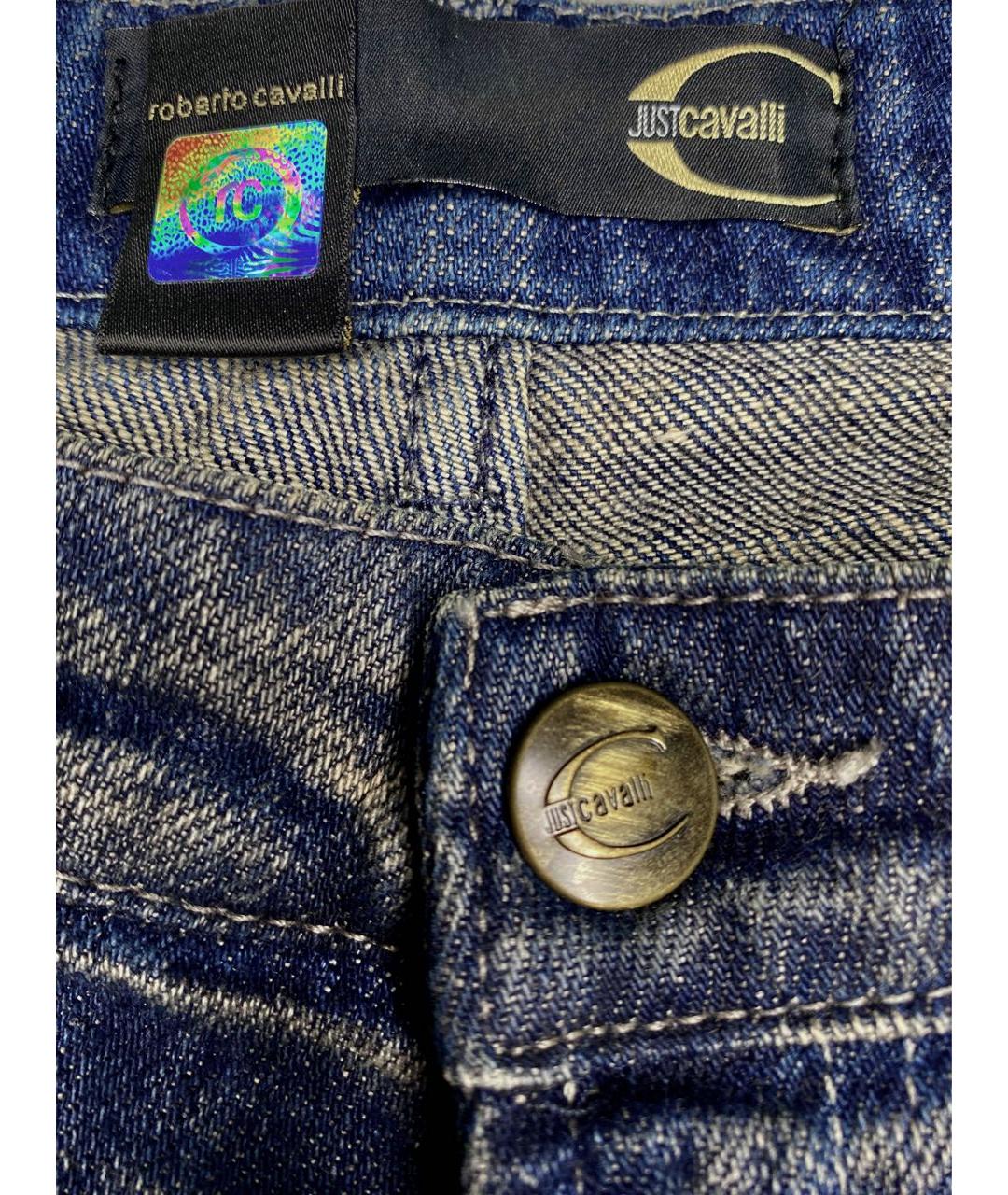 JUST CAVALLI Темно-синие хлопковые прямые джинсы, фото 6