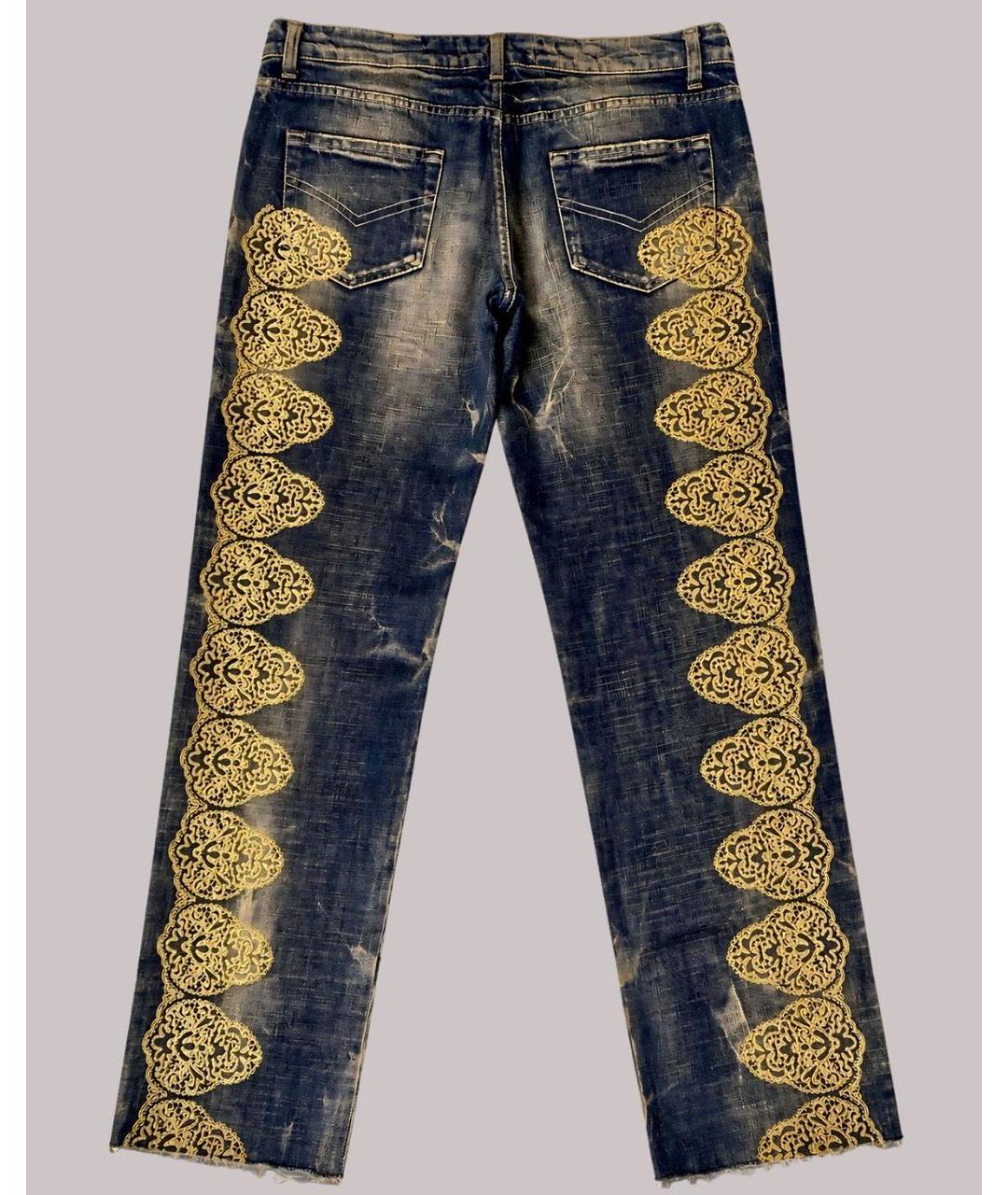 JUST CAVALLI Темно-синие хлопковые прямые джинсы, фото 5