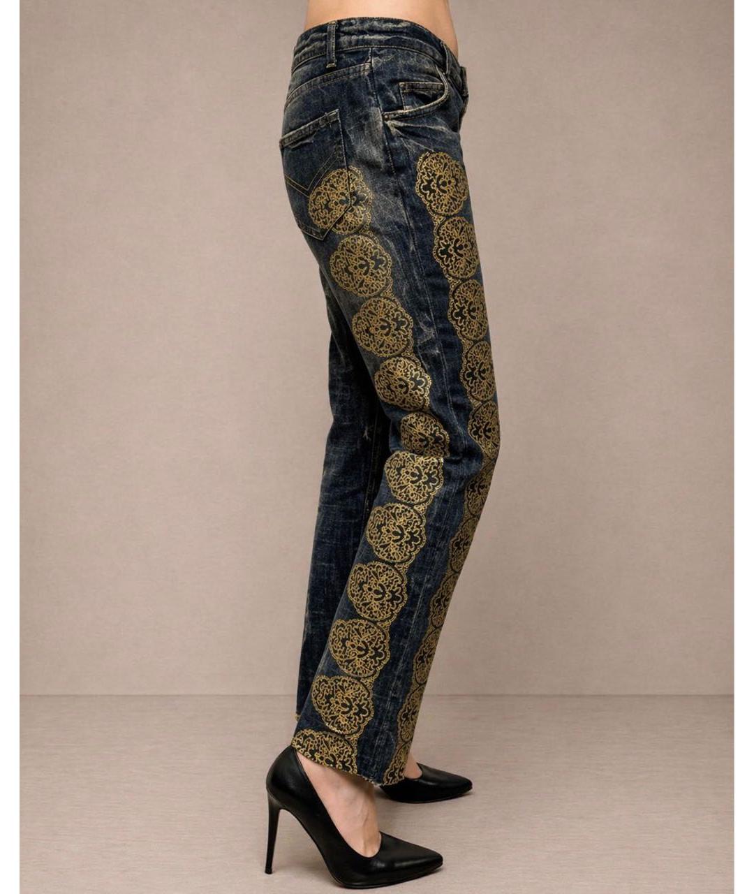JUST CAVALLI Темно-синие хлопковые прямые джинсы, фото 3