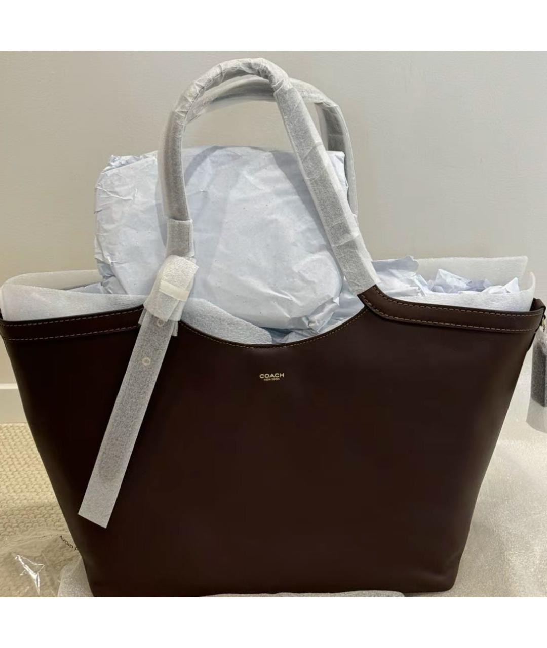 COACH Коричневая кожаная сумка тоут, фото 8