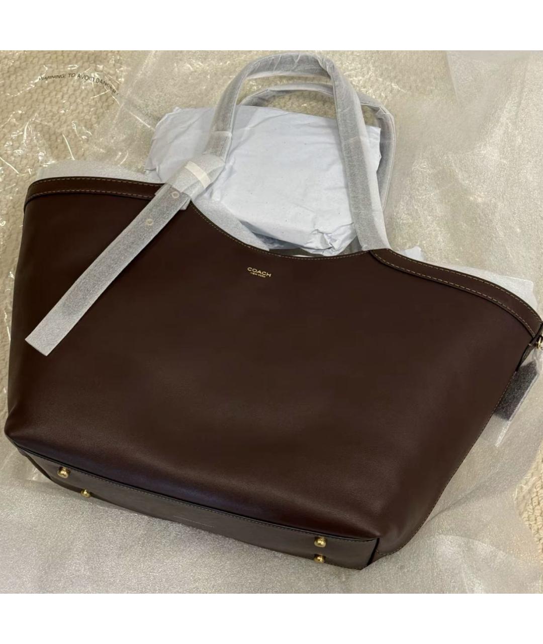 COACH Коричневая кожаная сумка тоут, фото 5