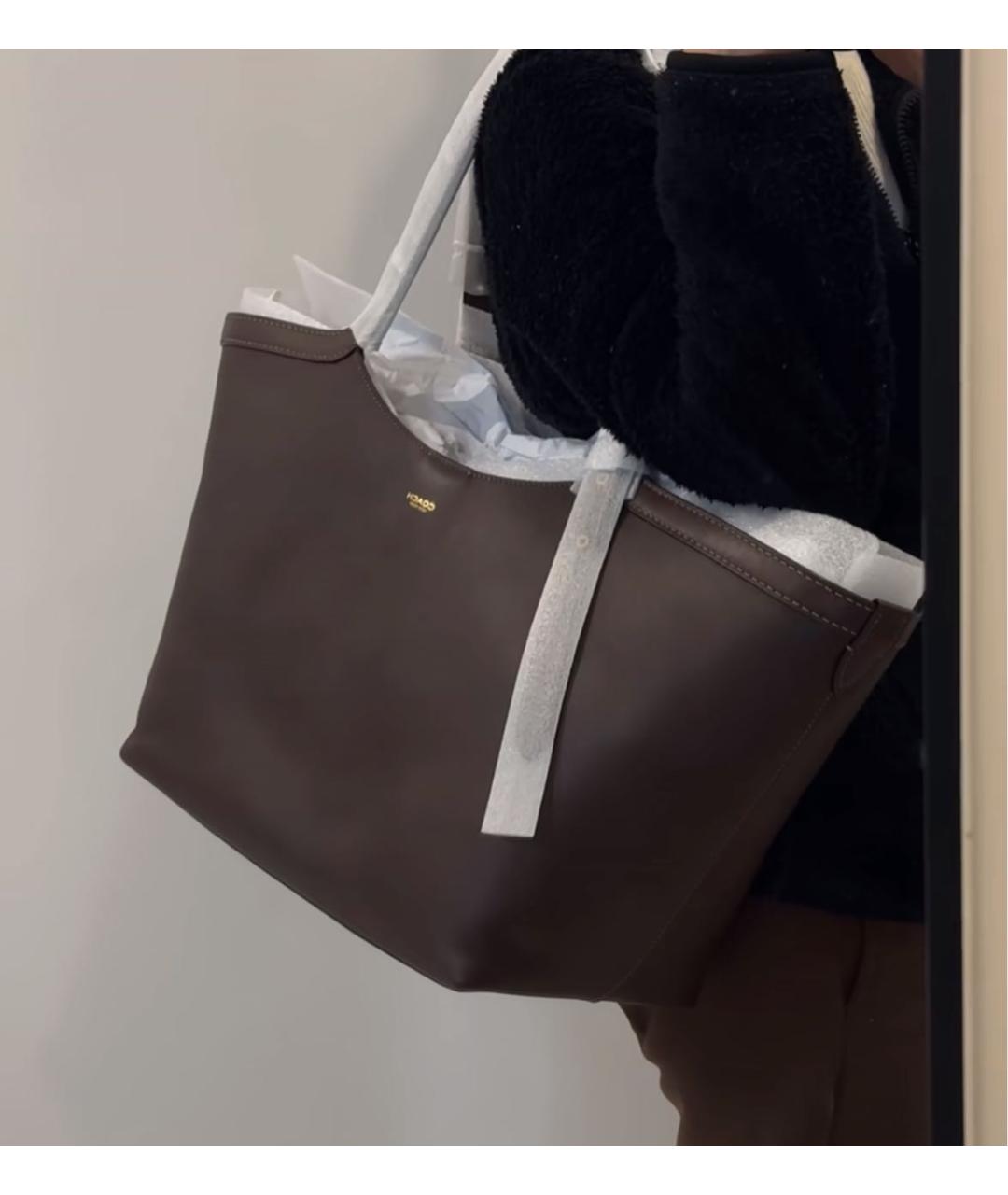 COACH Коричневая кожаная сумка тоут, фото 7