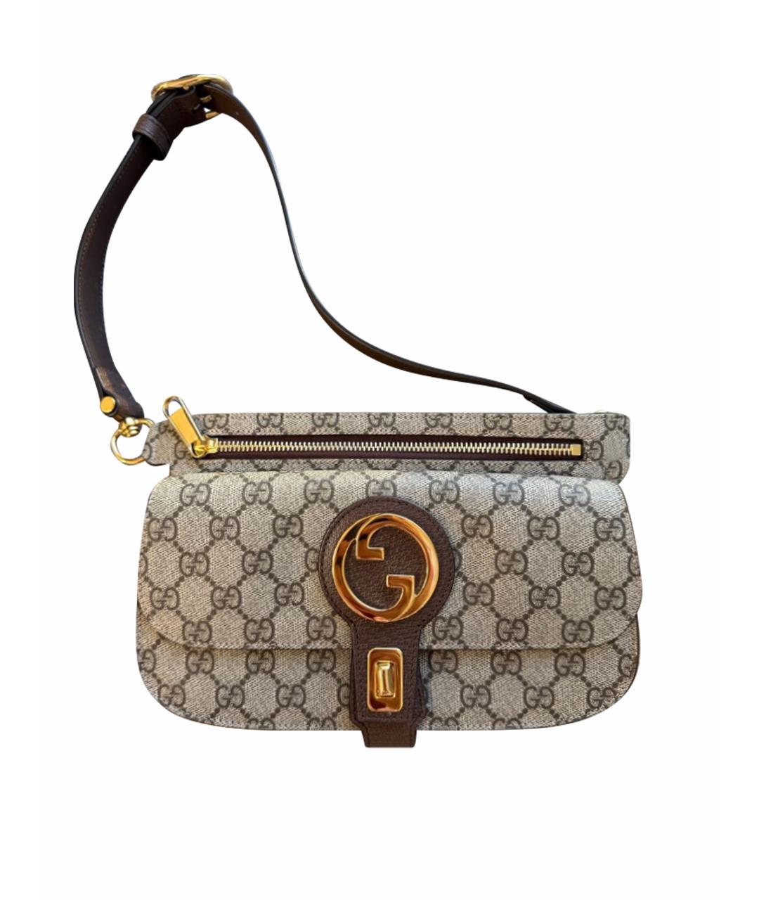 GUCCI Бежевая кожаная поясная сумка, фото 1