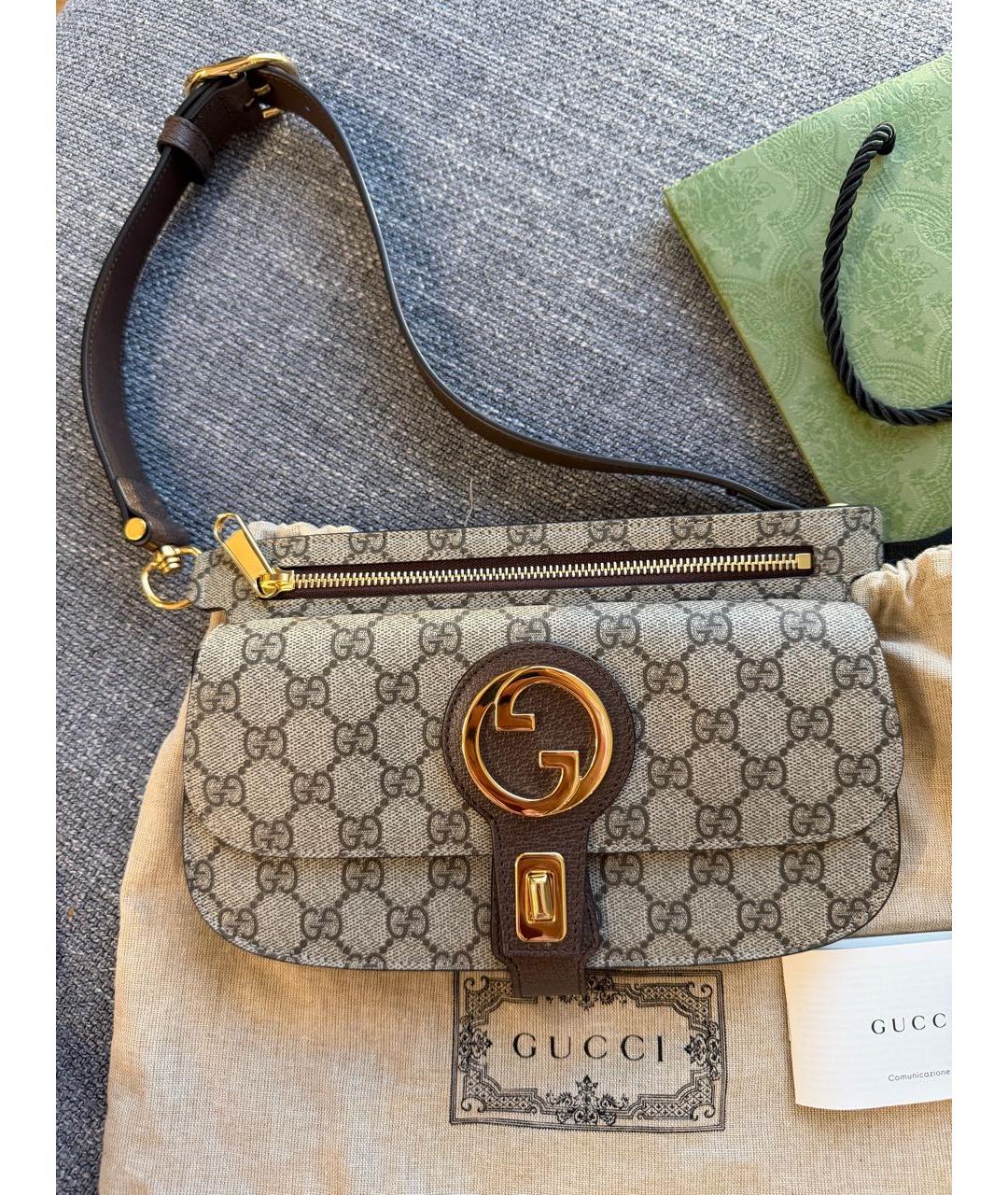 GUCCI Бежевая кожаная поясная сумка, фото 8