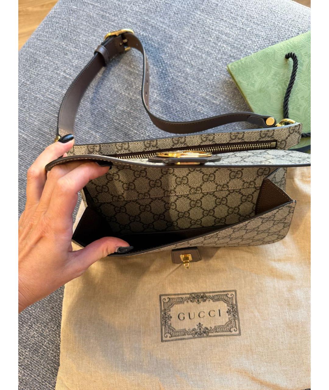 GUCCI Бежевая кожаная поясная сумка, фото 3