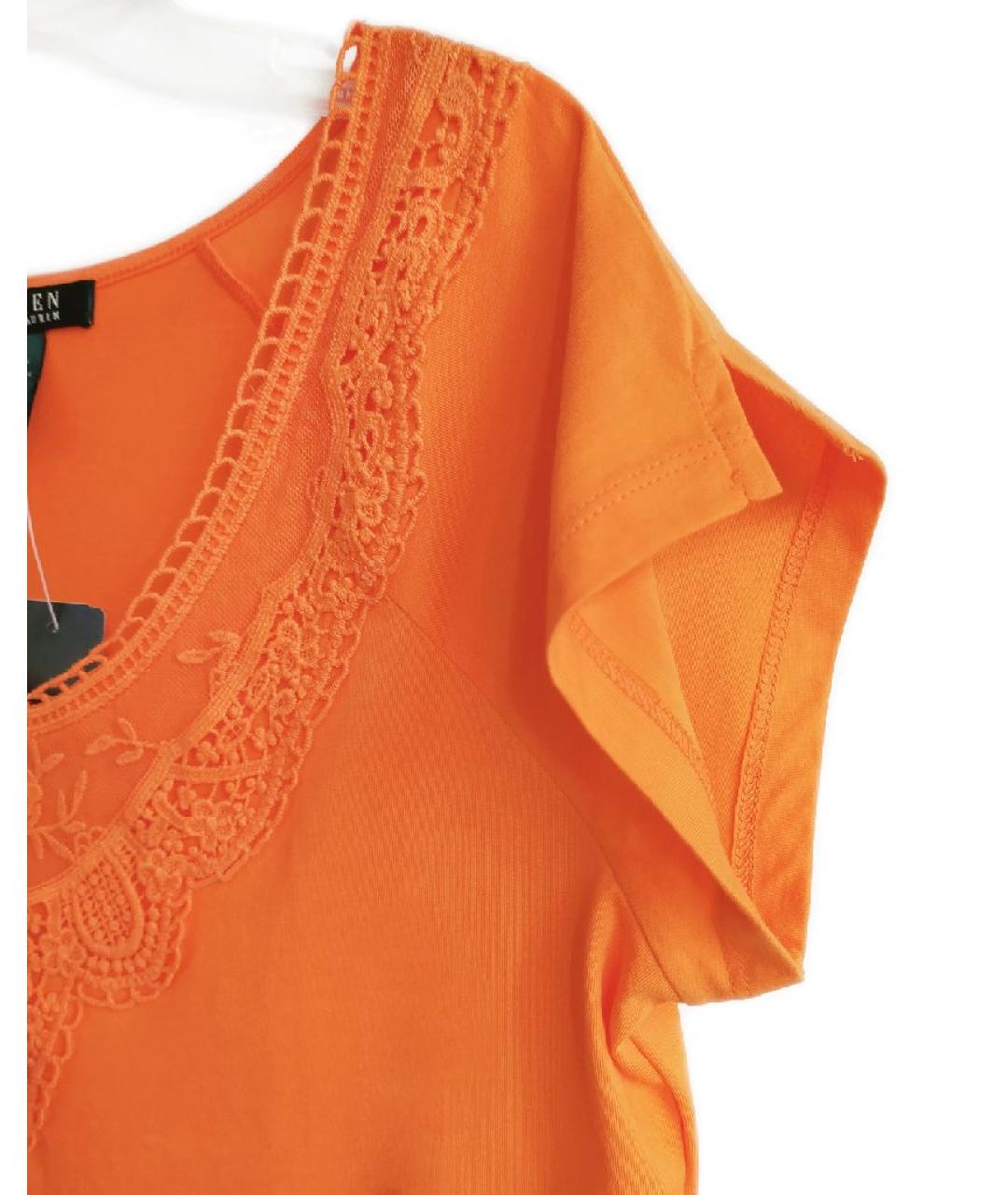 RALPH LAUREN Оранжевая хлопковая футболка, фото 6