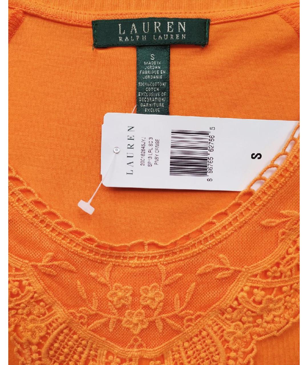RALPH LAUREN Оранжевая хлопковая футболка, фото 4