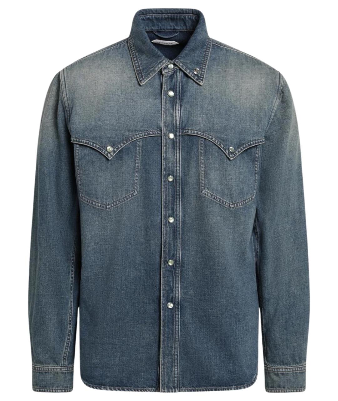 VERSACE Синяя хлопковая кэжуал рубашка, фото 1