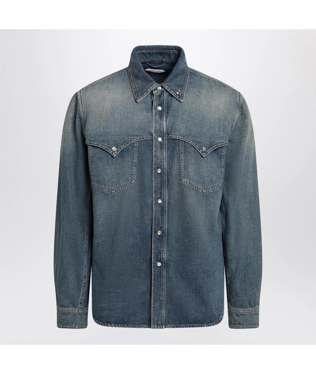 VERSACE Синяя хлопковая кэжуал рубашка, фото 3