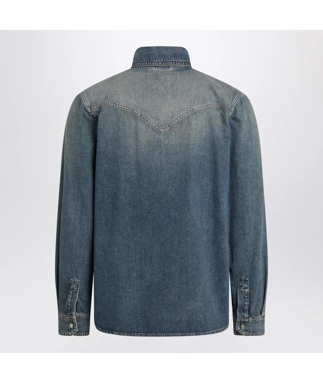 VERSACE Синяя хлопковая кэжуал рубашка, фото 2