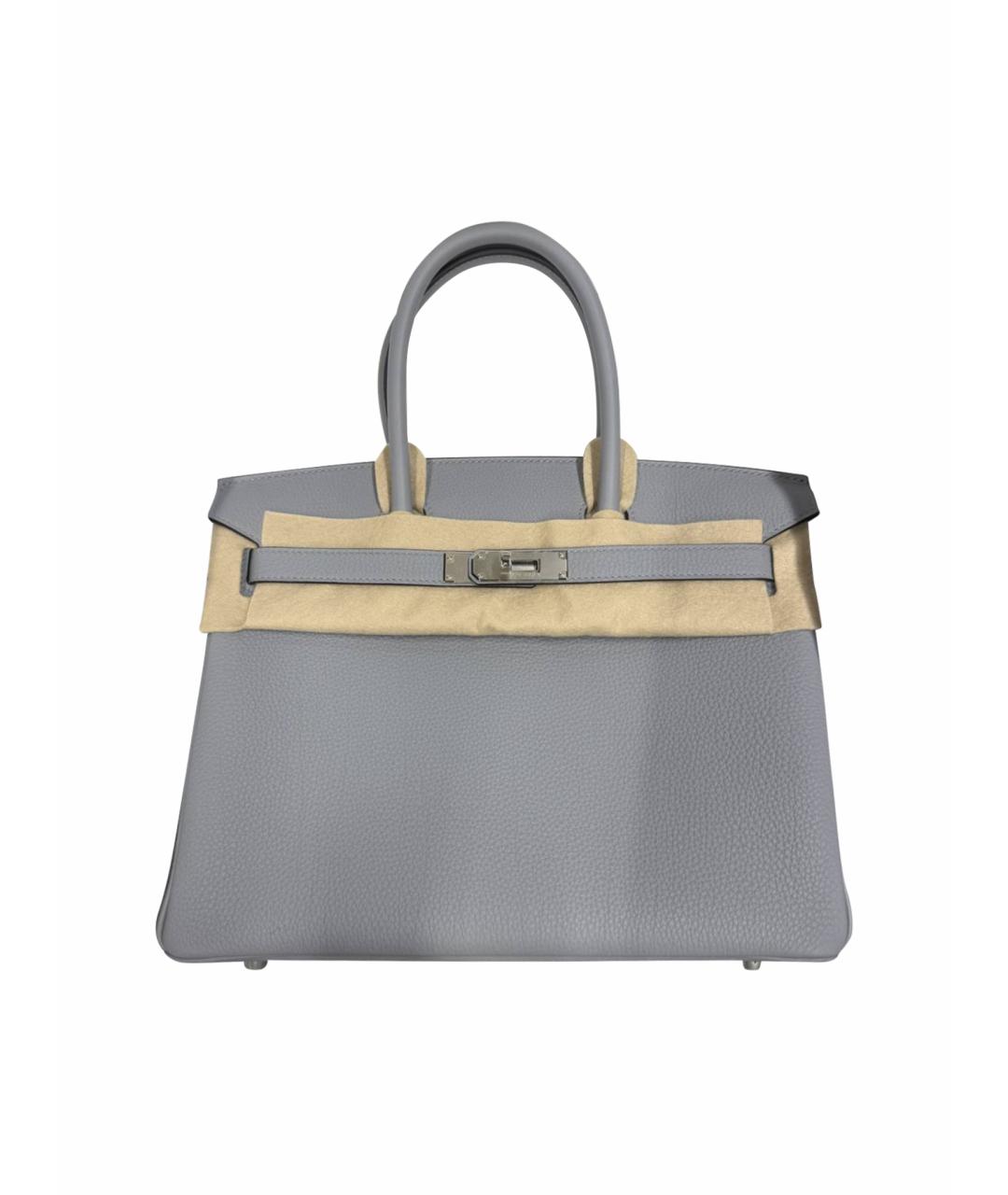 HERMES Серая кожаная сумка с короткими ручками, фото 1