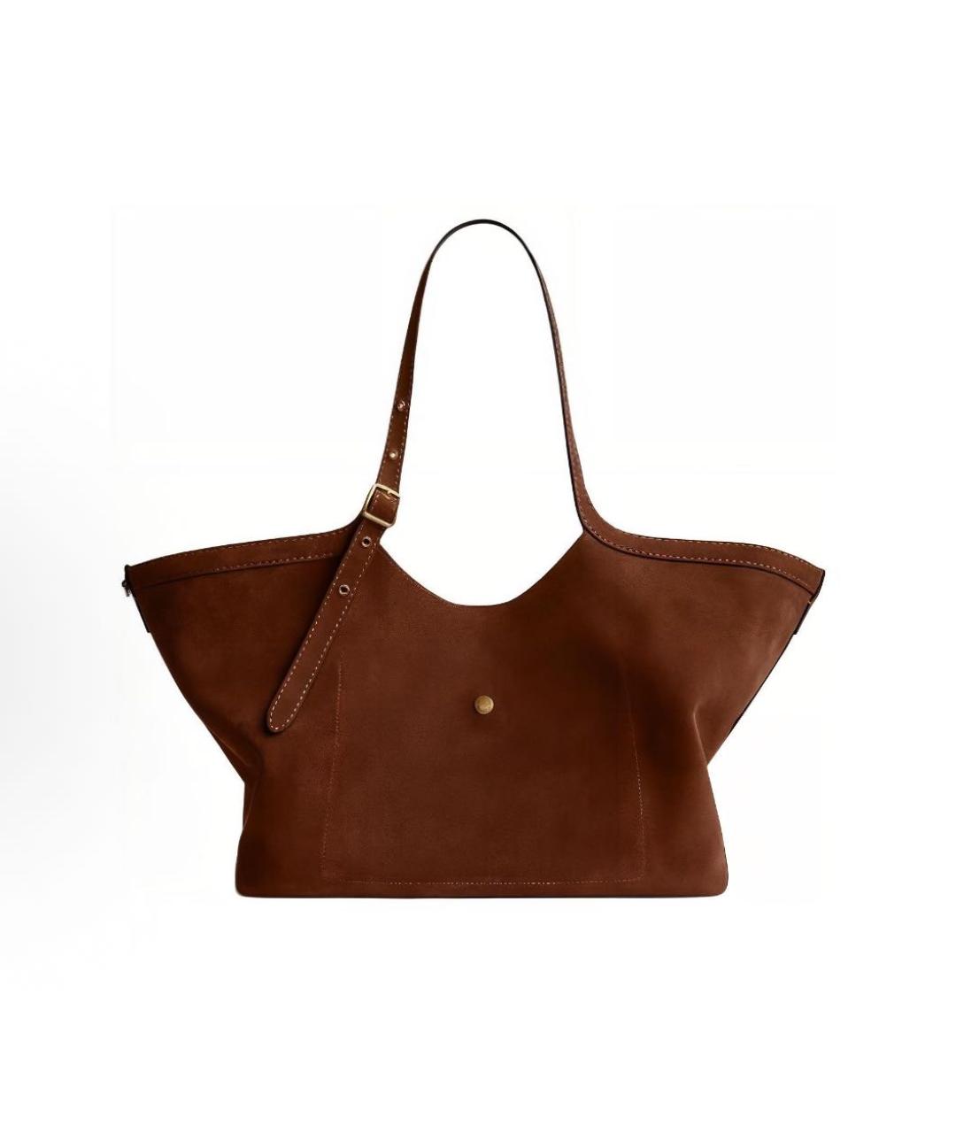 COACH Коричневая замшевая сумка тоут, фото 3