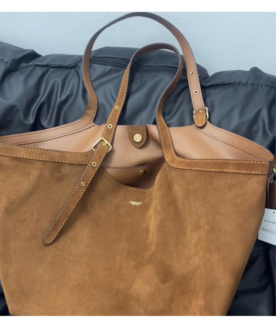 COACH Коричневая замшевая сумка тоут, фото 7