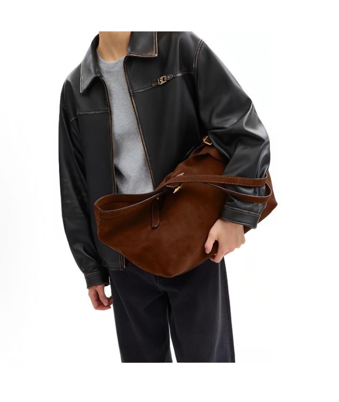 COACH Коричневая замшевая сумка тоут, фото 5