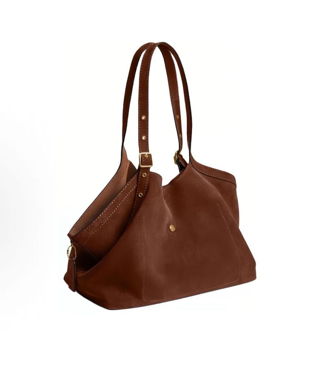 COACH Коричневая замшевая сумка тоут, фото 2