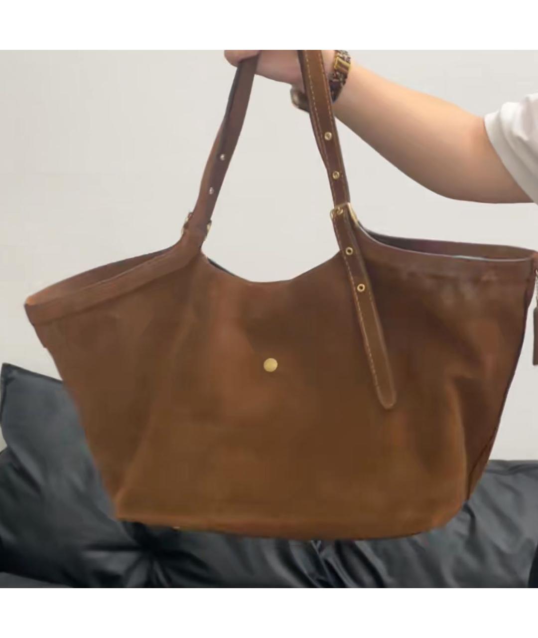 COACH Коричневая замшевая сумка тоут, фото 8