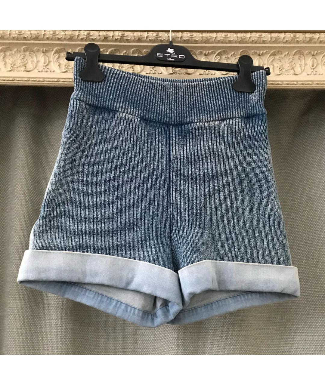 FENDI Голубые хлопко-эластановые шорты, фото 9