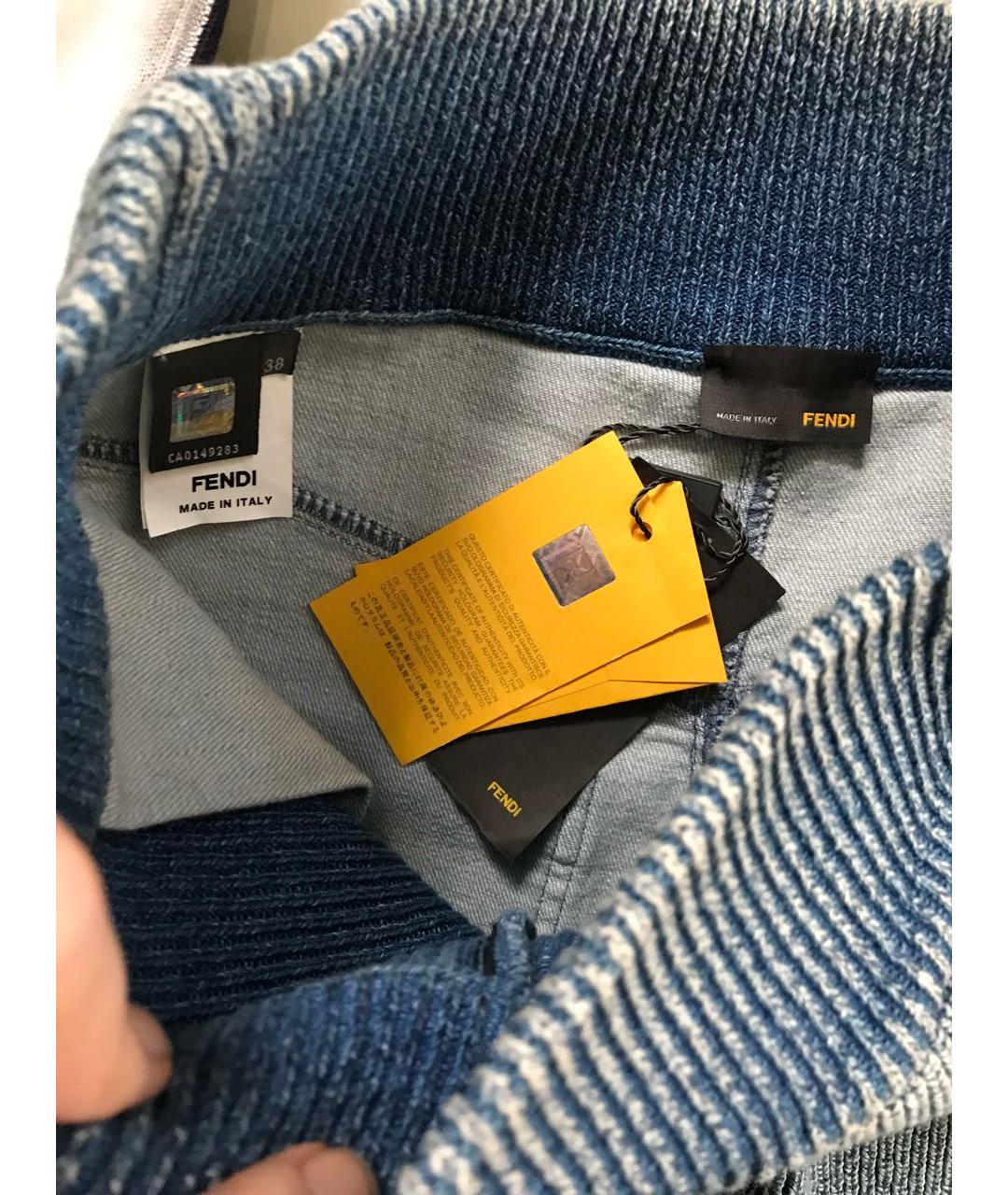 FENDI Голубые хлопко-эластановые шорты, фото 7