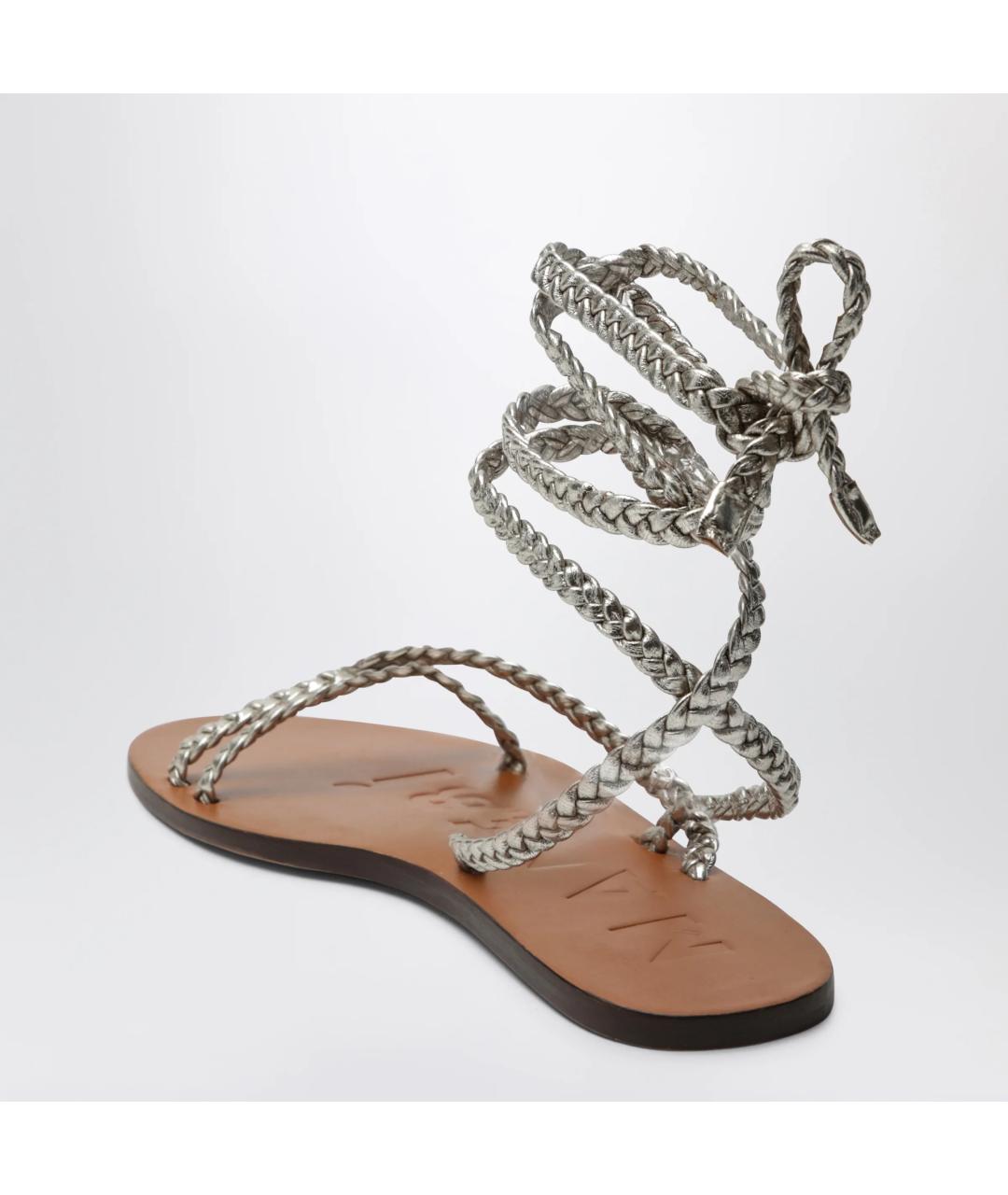 MANEBI Серые кожаные сандалии, фото 2