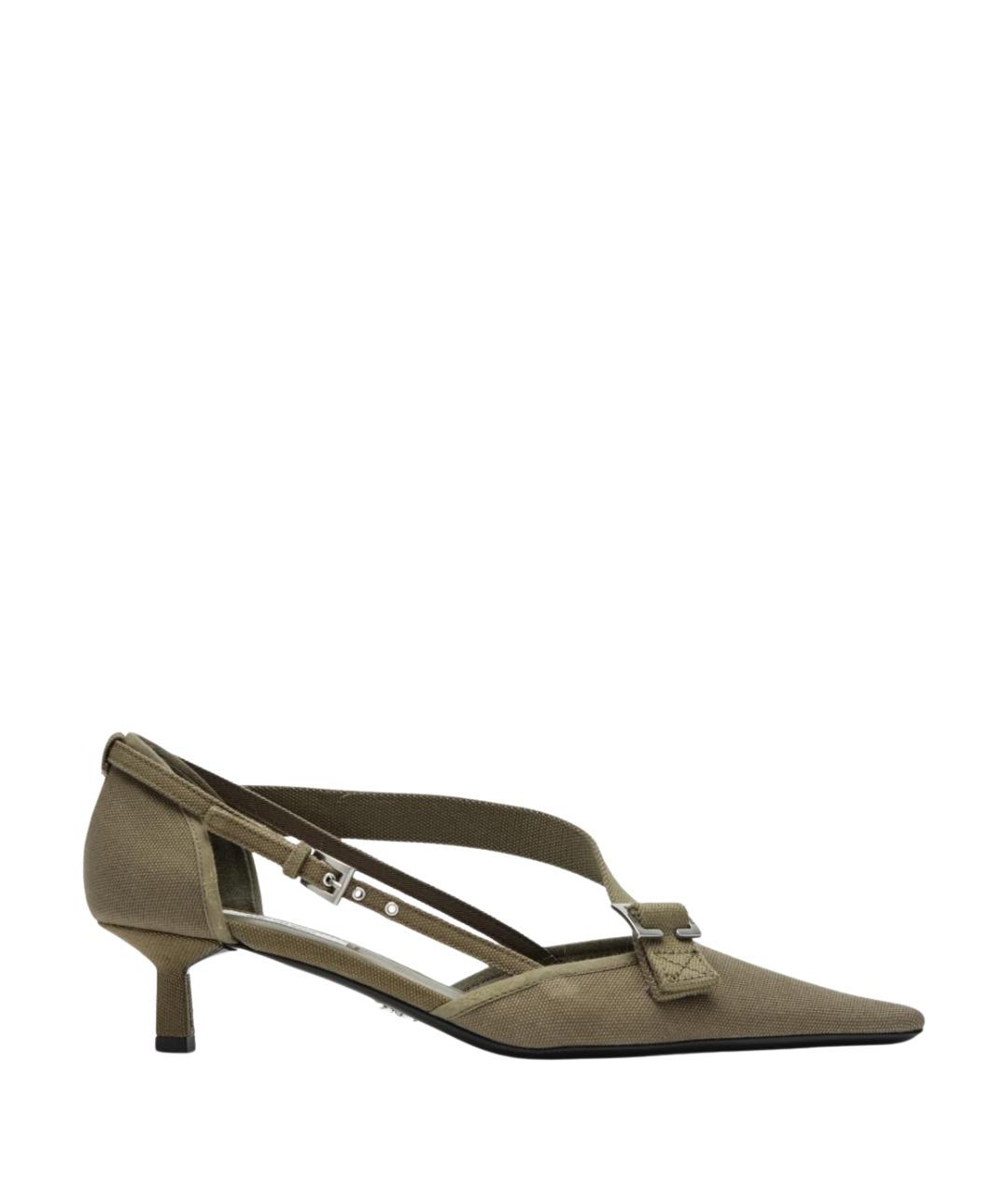 PRADA Зеленые текстильные туфли, фото 1
