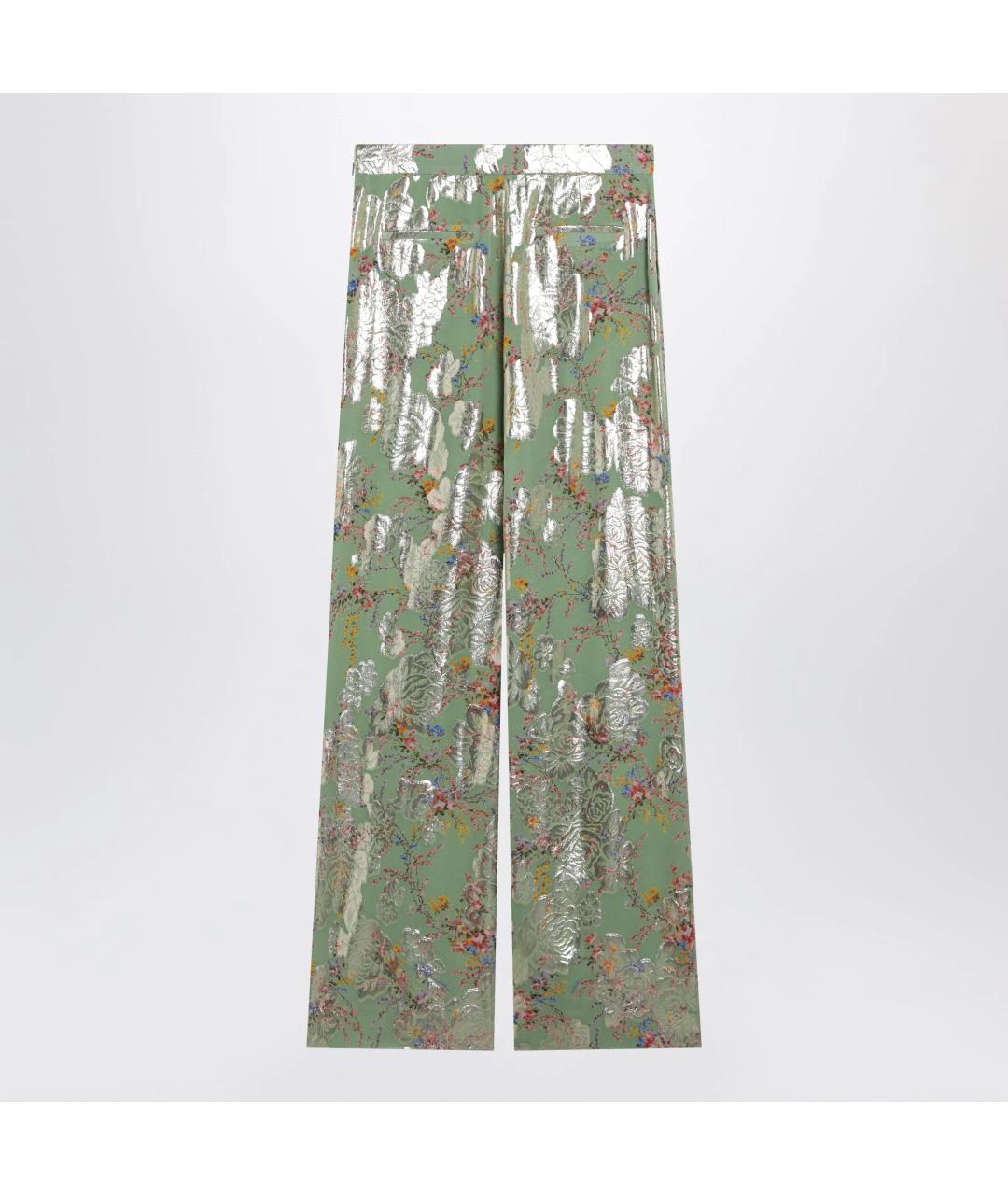 VALENTINO Зеленые шелковые прямые брюки, фото 2