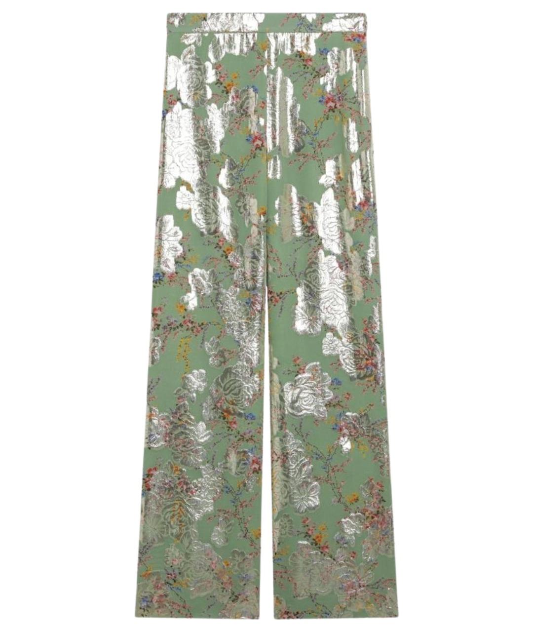 VALENTINO Зеленые шелковые прямые брюки, фото 1