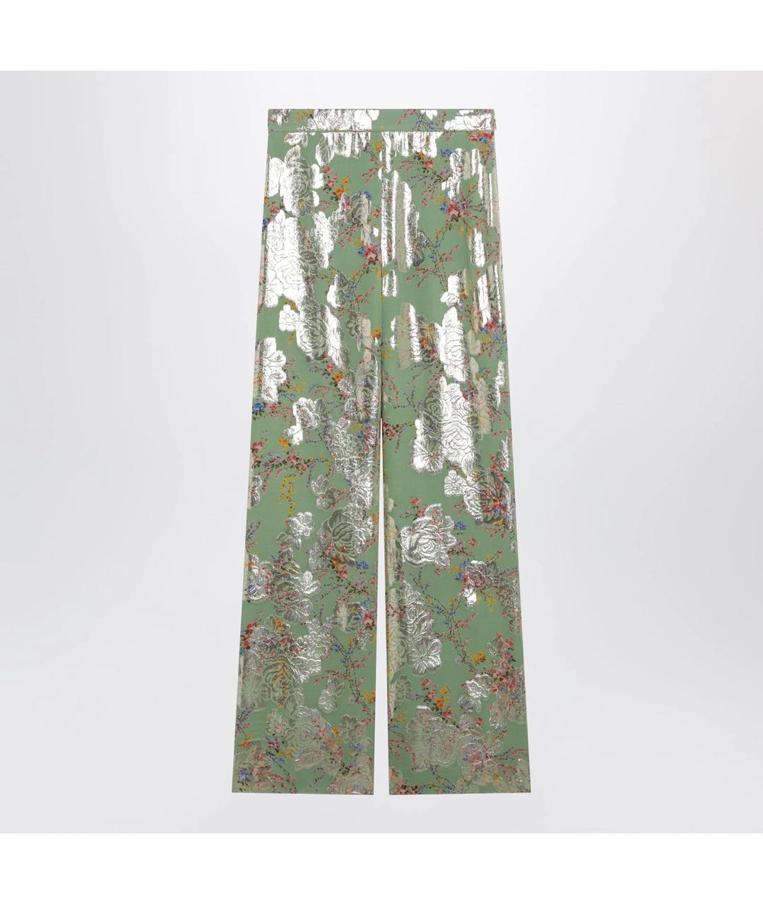 VALENTINO Зеленые шелковые прямые брюки, фото 3