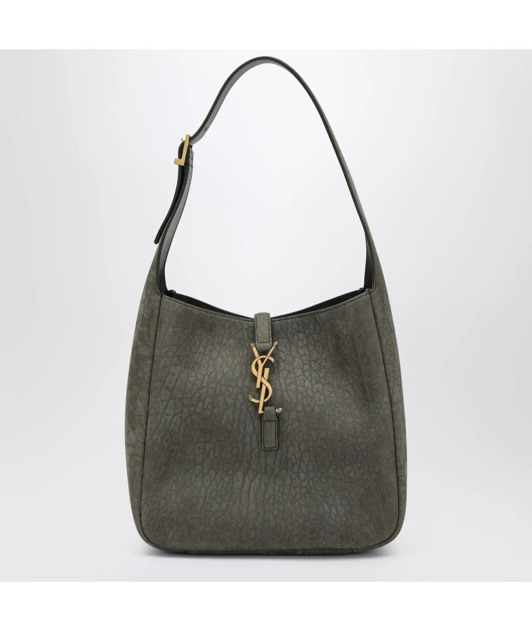SAINT LAURENT Серая замшевая сумка через плечо, фото 3