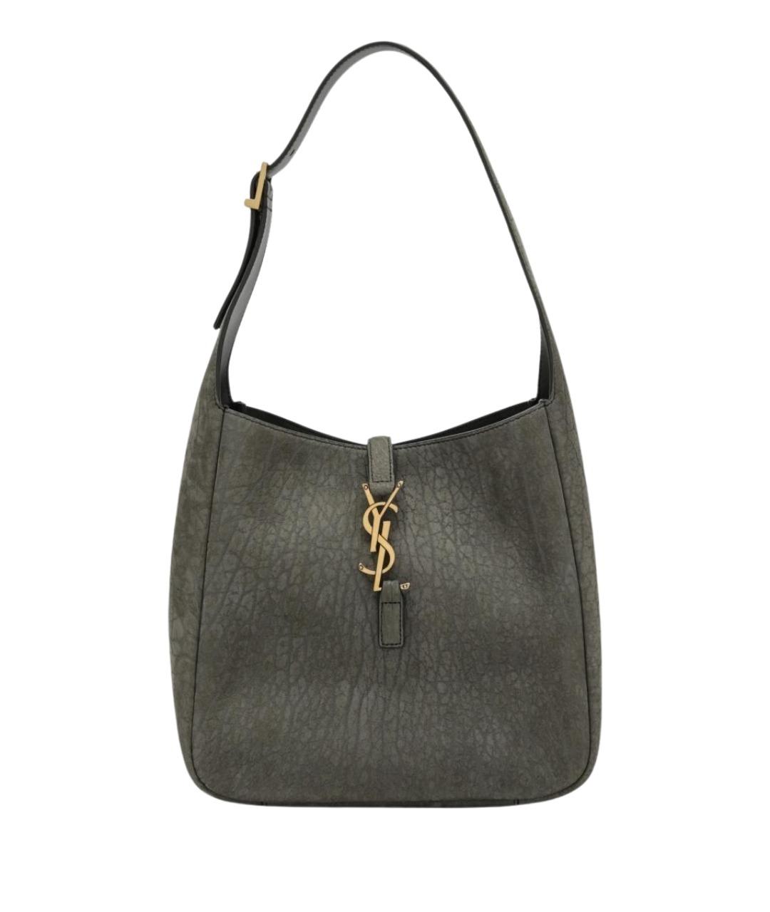 SAINT LAURENT Серая замшевая сумка через плечо, фото 1