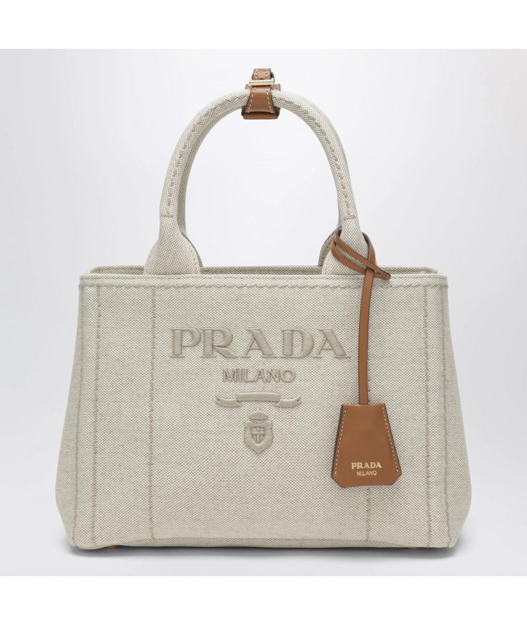 PRADA Бежевая тканевая сумка тоут, фото 3