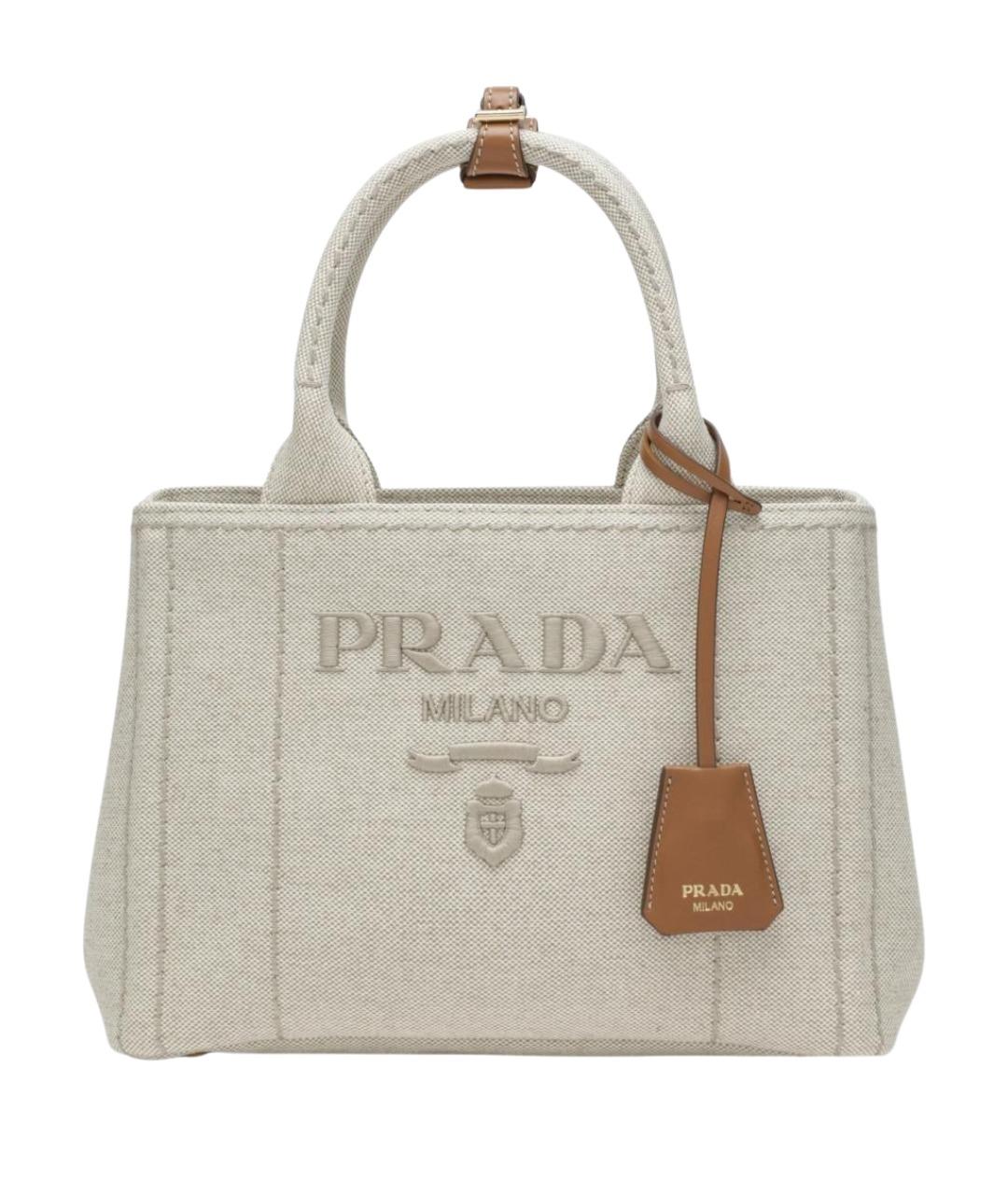 PRADA Бежевая тканевая сумка тоут, фото 1