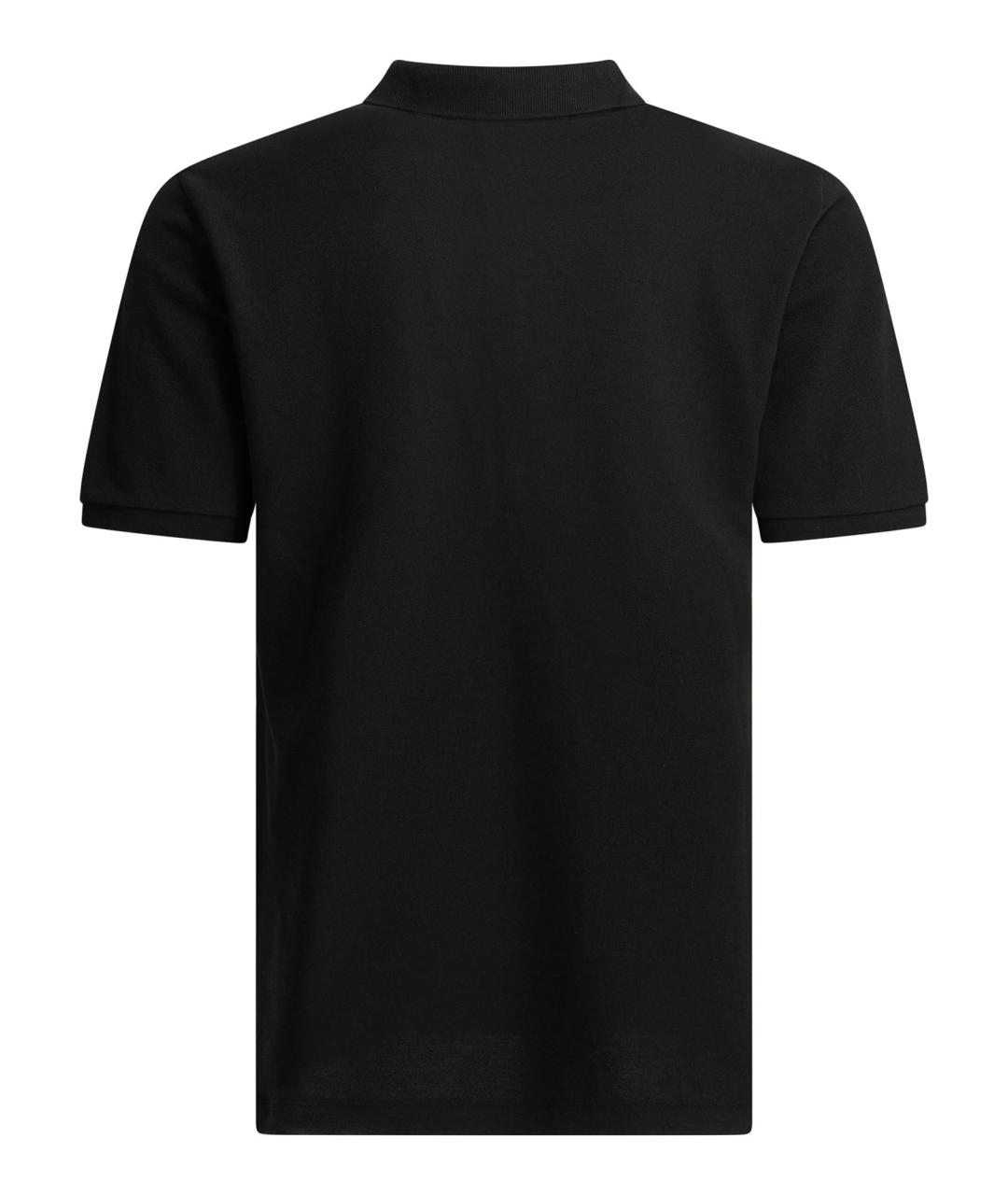 STONE ISLAND Черное хлопковое поло с коротким рукавом, фото 2