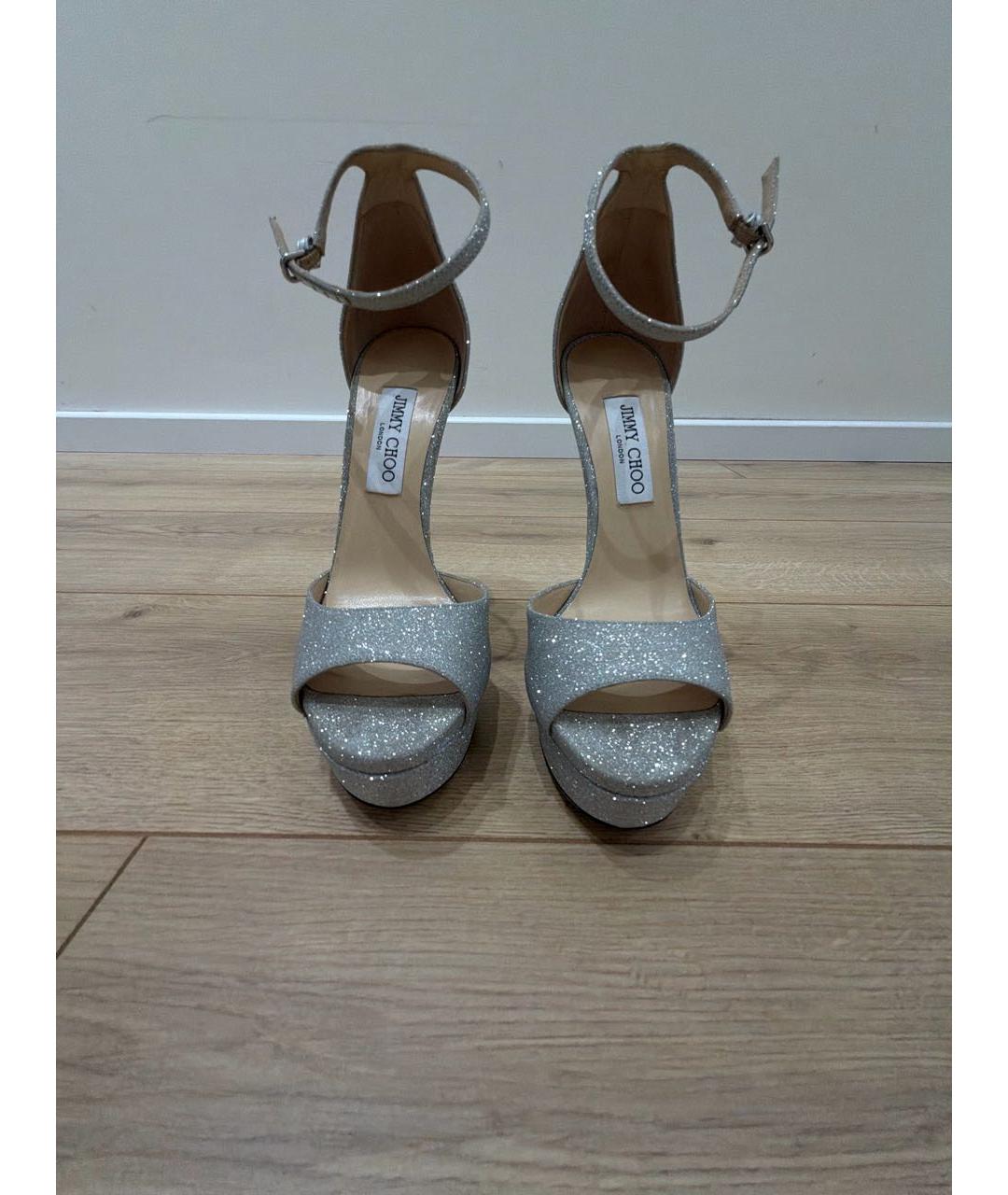 JIMMY CHOO Серебряные босоножки, фото 2