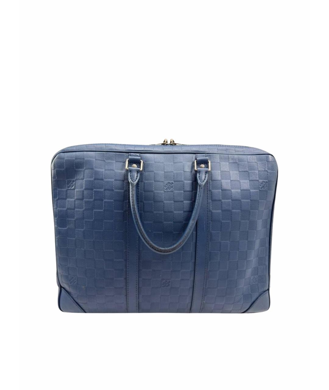 LOUIS VUITTON Синий кожаный портфель, фото 1