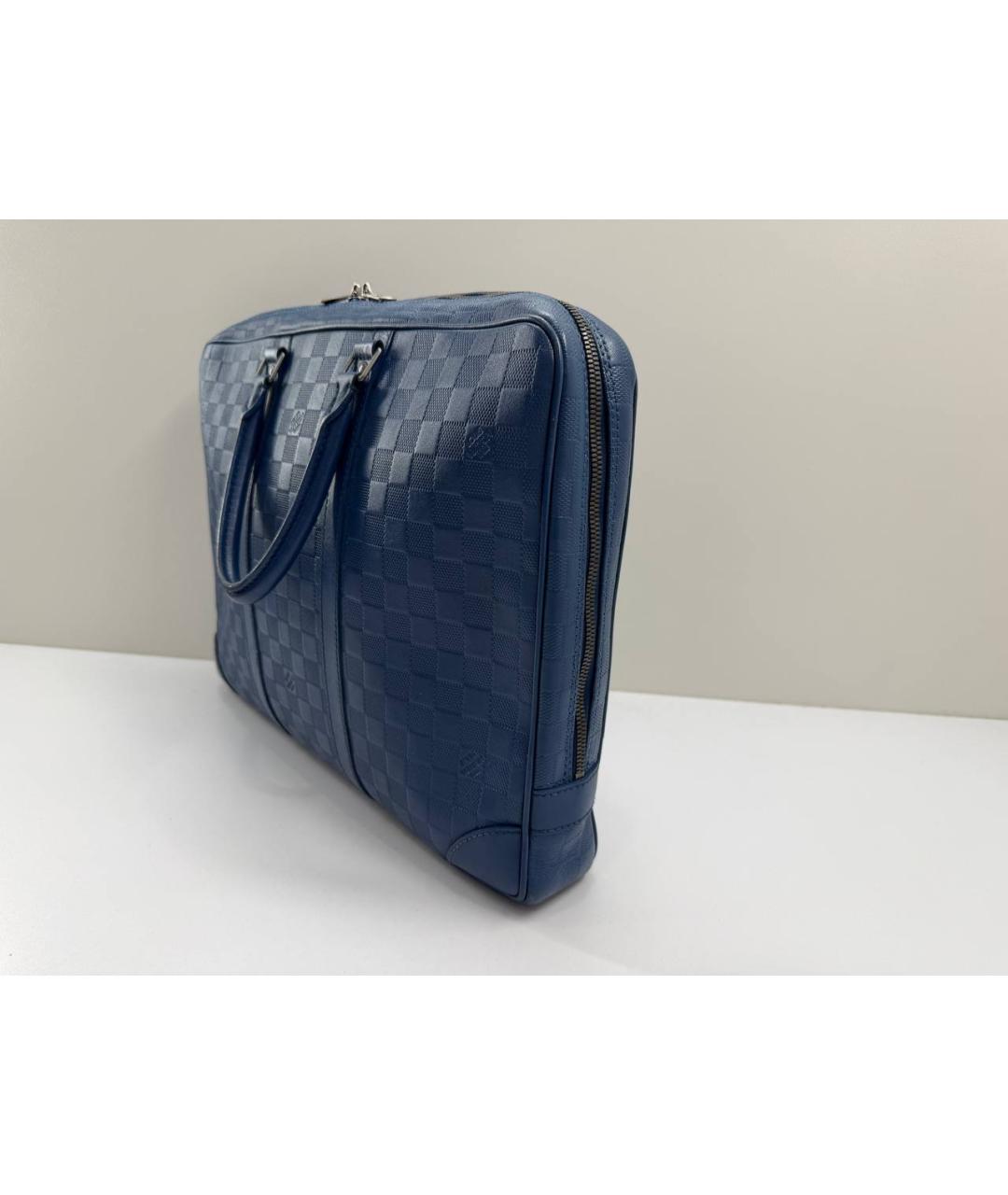 LOUIS VUITTON Синий кожаный портфель, фото 8