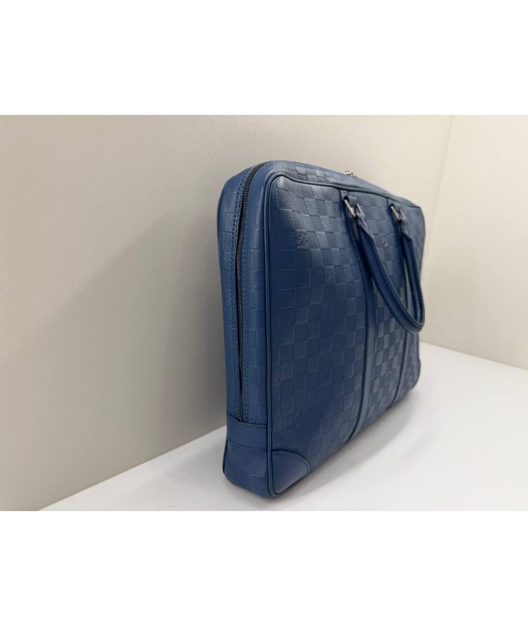 LOUIS VUITTON Синий кожаный портфель, фото 6