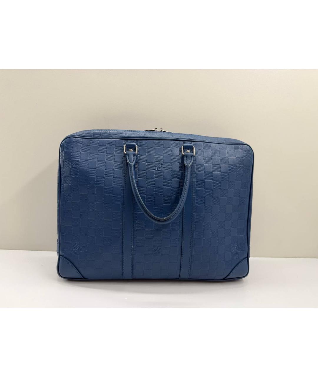 LOUIS VUITTON Синий кожаный портфель, фото 5