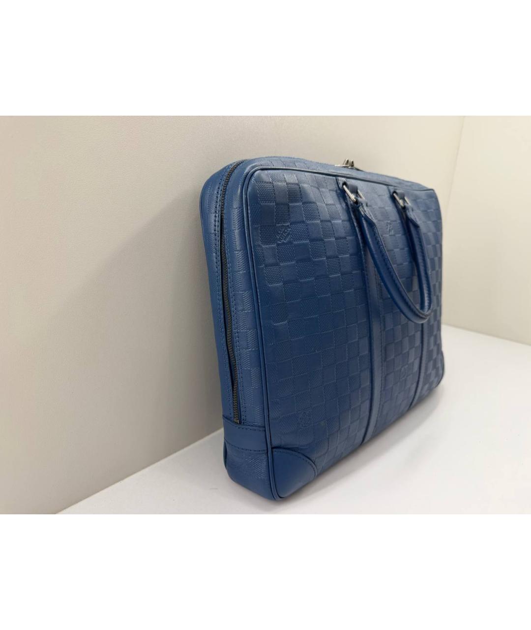 LOUIS VUITTON Синий кожаный портфель, фото 3