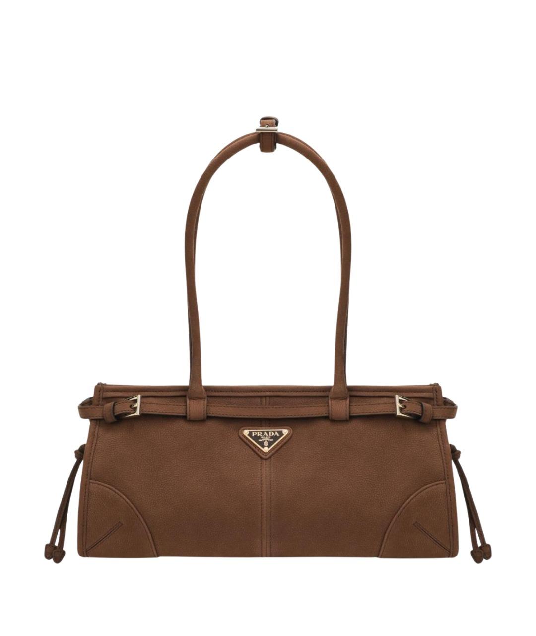 PRADA Коричневая замшевая сумка тоут, фото 1