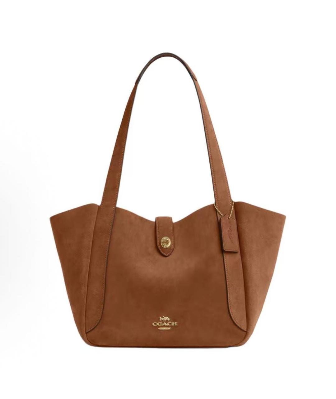 COACH Коричневая замшевая сумка тоут, фото 9